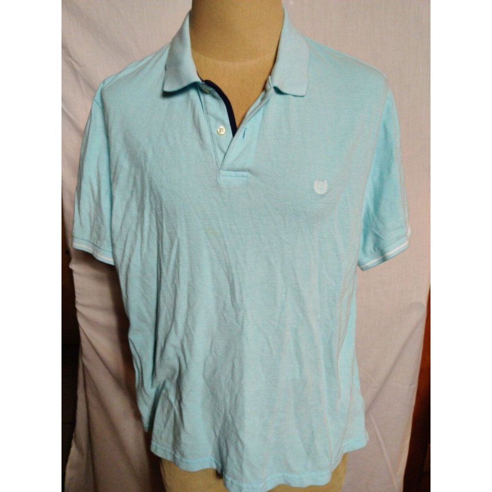 Chaps Polo Shirt Mens XXL Light Blue Rugby Natural Stretch Short Sleeve Size XXL